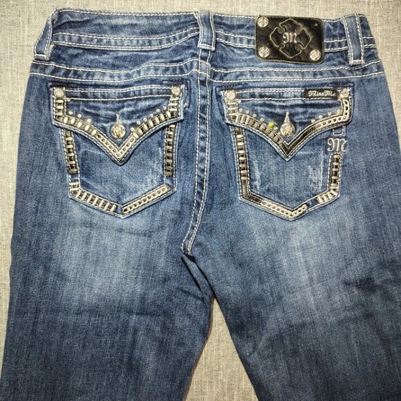 Miss Me Jeans Women's SIze 29 Blue Faded Signature Skinny Flap Western P6139S - Picture 9 of 11